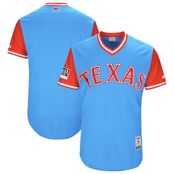 Men's Texas Rangers Majestic Light Blue 2018 Players' Weekend Authentic Team Jersey