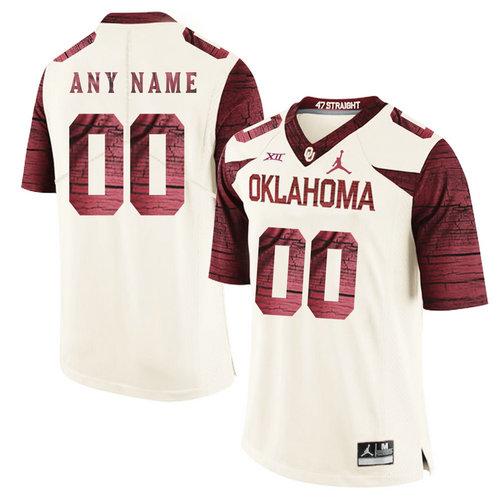 Oklahoma Sooners White With Red Men's Customized College Football Jersey