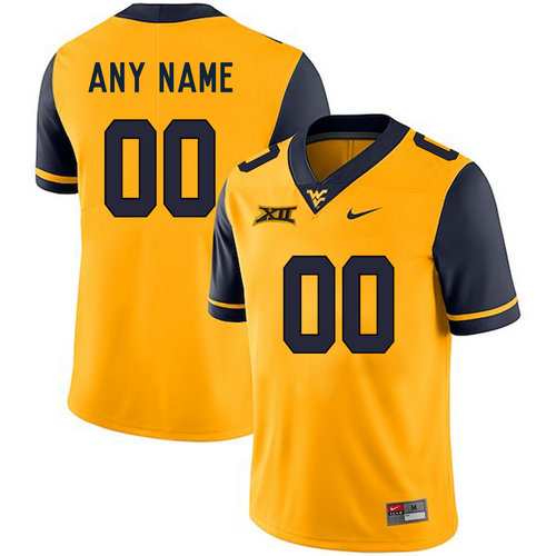 West Virginia Mountaineers Gold Men's Customized College Jersey