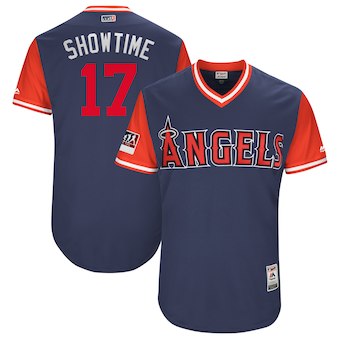 Men's Los Angeles Angels 17 Shohei Ohtani Showtime Majestic Navy 2018 Players' Weekend Authentic Jersey