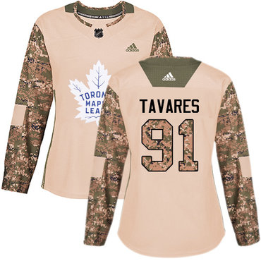 Adidas Maple Leafs #91 John Tavares Camo Authentic 2017 Veterans Day Women's Stitched NHL Jersey