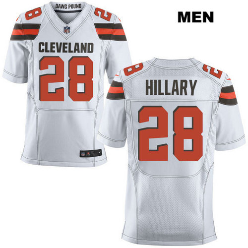 Nike Cleveland Browns #28 Darius Hillary White Stitched NFL Elite Jersey