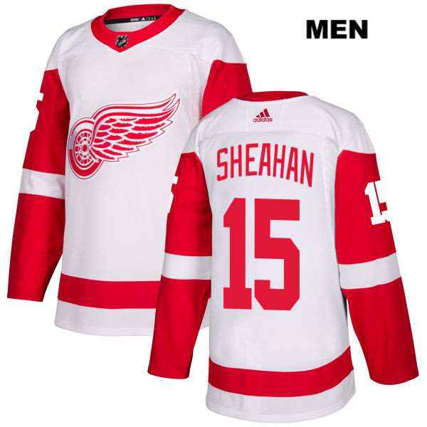 Mens Adidas Detroit Red Wings #15 Riley Sheahan White Away Authentic NHL Jersey