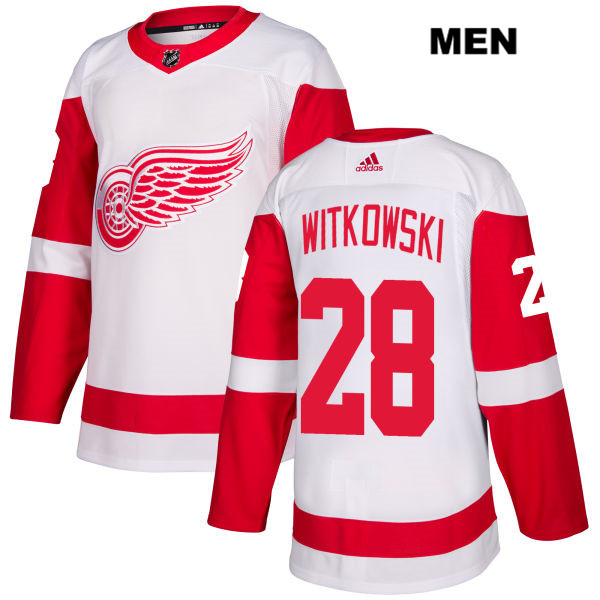Mens Adidas Detroit Red Wings #28 Luke Witkowski White Away Authentic NHL Jersey