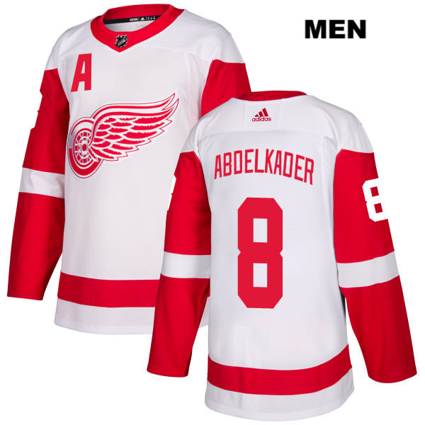 Mens Adidas Detroit Red Wings #8 Justin Abdelkade White Away Authentic NHL Jersey
