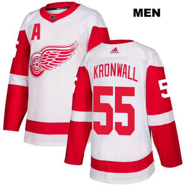 Mens Adidas Detroit Red Wings #55 Niklas Kronwall White Away Authentic NHL Jersey