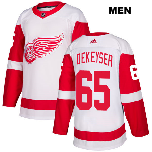 Mens Adidas Detroit Red Wings #65 Danny DeKeyser White Away Authentic NHL Jersey