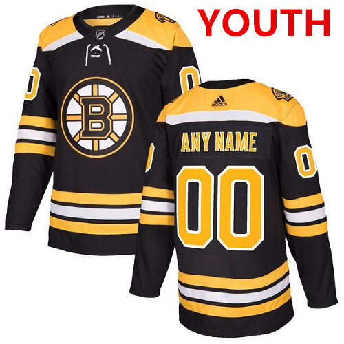 Youth Adidas Boston Bruins Customized Authentic Black Home NHL Jersey