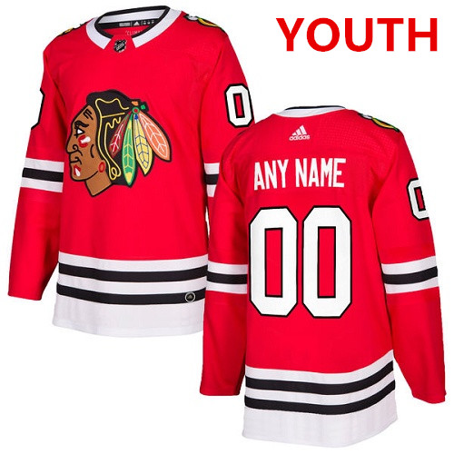 Youth Adidas Chicago Blackhawks Customized Authentic Red Home NHL Jersey