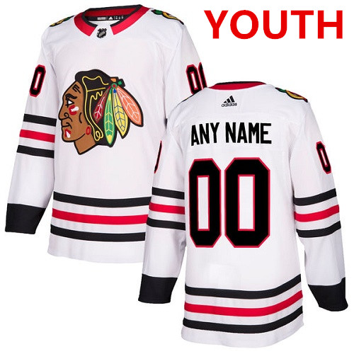 Youth Adidas Chicago Blackhawks NHL Authentic White Customized Jersey