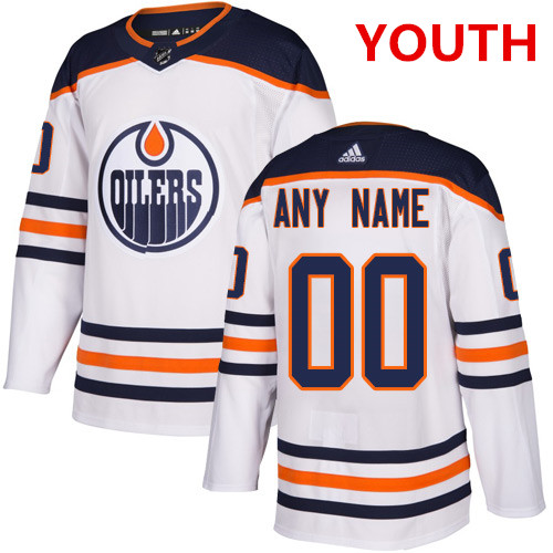 Youth Adidas Edmonton Oilers NHL Authentic White Customized Jersey