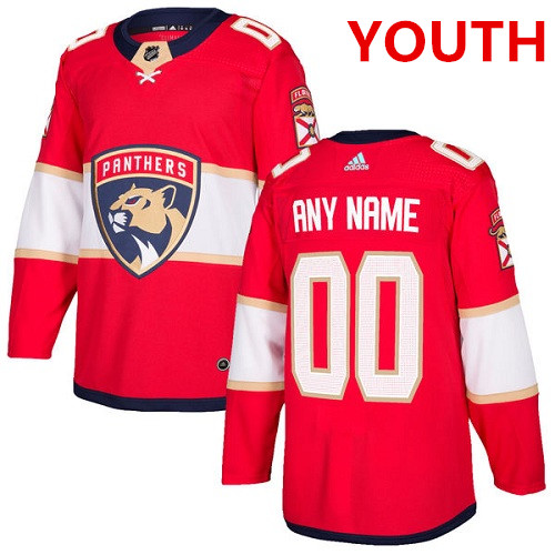 Youth Adidas Florida Panthers Customized Authentic Red Home NHL Jersey
