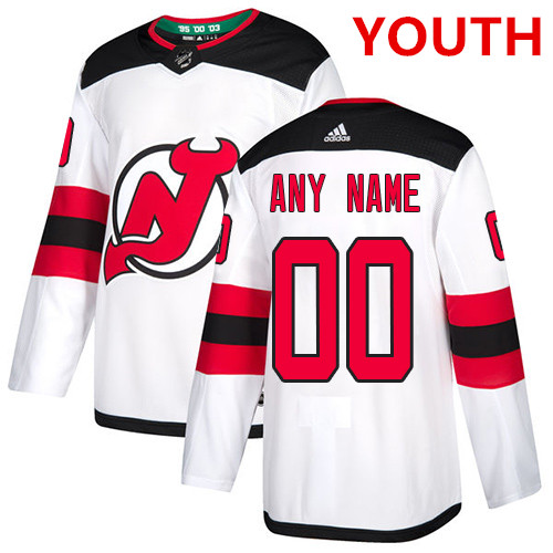 Youth Adidas New Jersey Devils NHL Authentic White Customized Jersey