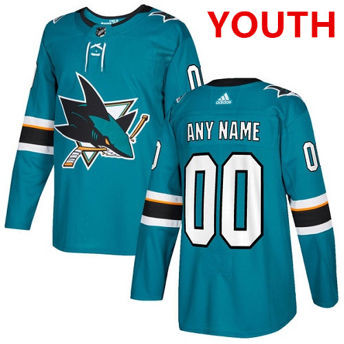 Youth Adidas San Jose Sharks Customized Authentic Teal Green Home NHL Jersey