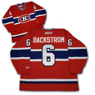 Men's Montreal Canadiens #6 RALPH BACKSTROM CCM Throwback Red Hockey Jersey