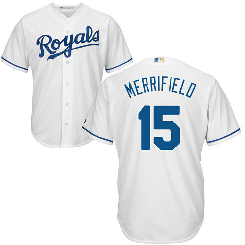 Kansas City Royals 15 Whit Merrifield White New Cool Base Stitched Baseball Jersey