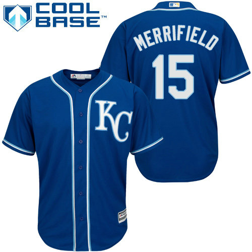 Kansas City Royals 15 Whit Merrifield Royal Blue New Cool Base Alternate 2 Stitched Baseball Jersey