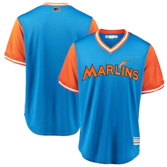 Men's Miami Marlins Blank Majestic Light Blue 2018 Players' Weekend Team Cool Base Jersey