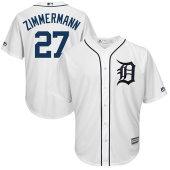 Men's Detroit Tigers 27 Jordan Zimmermann Majestic White Cool Base Player Jersey