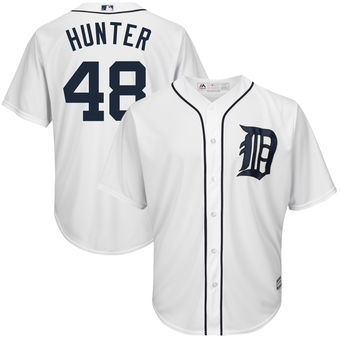 Men's Detroit Tigers 48 Torii Hunter Majestic White Home Cool Base Player Jersey