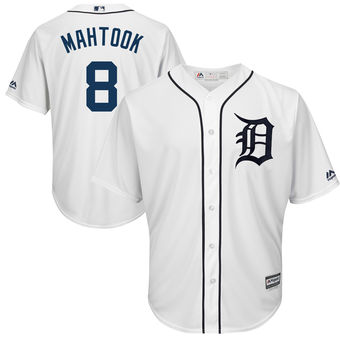 Men's Detroit Tigers 8 Mikie Mahtook Majestic White Home Cool Base Player Jersey