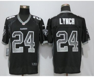Nike Oakland Raiders #24 Marshawn Lynch Black Drift Fashion Elite Jersey