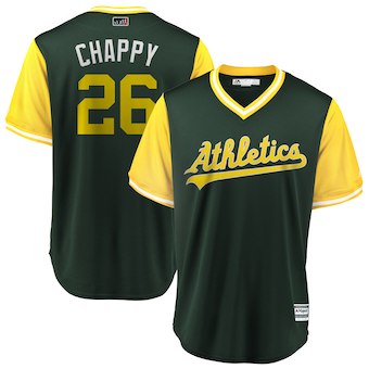 Men's Oakland Athletics 26 Matt Chapman Chappy Green 2018 Players' Weekend Cool Base Jersey