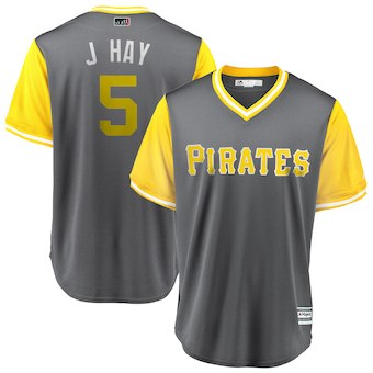 Men's Pittsburgh Pirates 5 Josh Harrison J Hay Majestic Gray 2018 Players' Weekend Cool Base Jersey