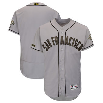 Men's San Francisco Giants Blank Majestic Gray 2018 Memorial Day Authentic Collection Flex Base Team Jersey