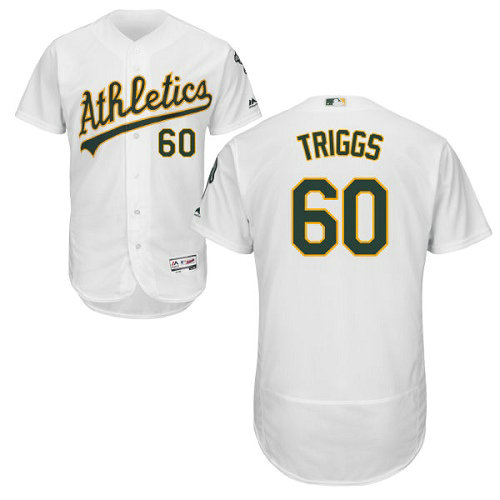 Oakland Athletics 60 Andrew Triggs White Flexbase Authentic Collection Stitched Baseball Jersey
