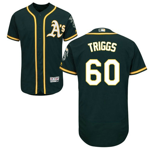 Oakland Athletics 60 Andrew Triggs Green Flexbase Authentic Collection Stitched Baseball Jersey