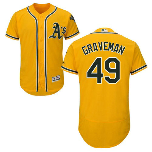 Oakland Athletics 49 Kendall Graveman Gold Flexbase Authentic Collection Stitched Baseball Jersey