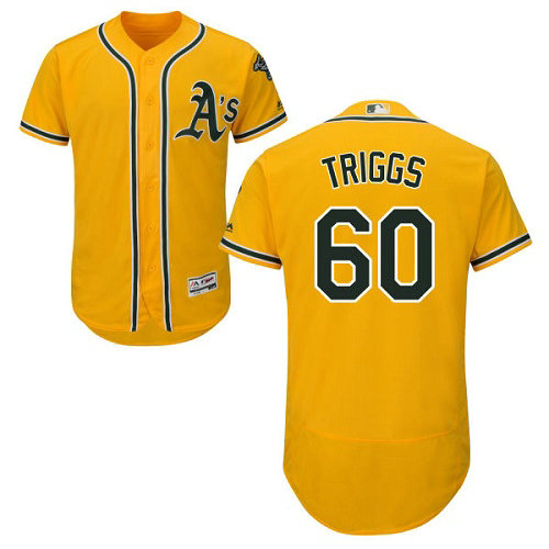 Oakland Athletics 60 Andrew Triggs Gold Flexbase Authentic Collection Stitched Baseball Jersey