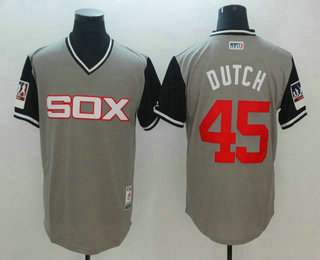 Men's Chicago White Sox #45 Derek Holland Dutch Gray-Black 2018 Players' Weekend Authentic Jersey