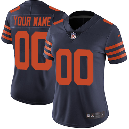 Women's Nike Chicago Bears Navy Throwback Customized Vapor Untouchable Player Limited Jersey