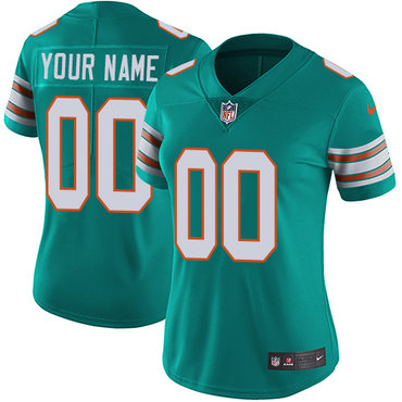 Women's Nike Miami Dolphins Alternate Aqua Green Stitched Customized Vapor Untouchable Limited NFL Jersey