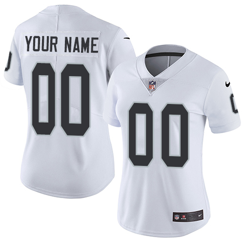 Women's Nike Oakland Raiders Road White Customized Vapor Untouchable Limited NFL Jersey