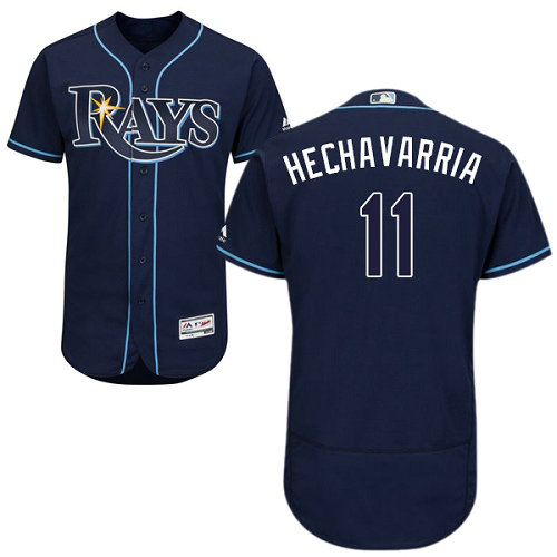 Tampa Bay Rays #11 Adeiny Hechavarria Dark Blue Flexbase Authentic Collection Stitched Baseball Jersey
