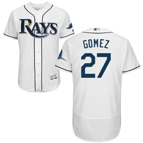 Tampa Bay Rays #27 Carlos Gomez White Flexbase Authentic Collection Stitched Baseball Jersey