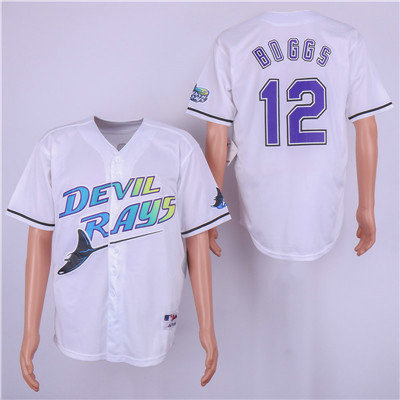 Tampa Bay Rays #12 Wade Boggs White Cooperstown Collection Jersey