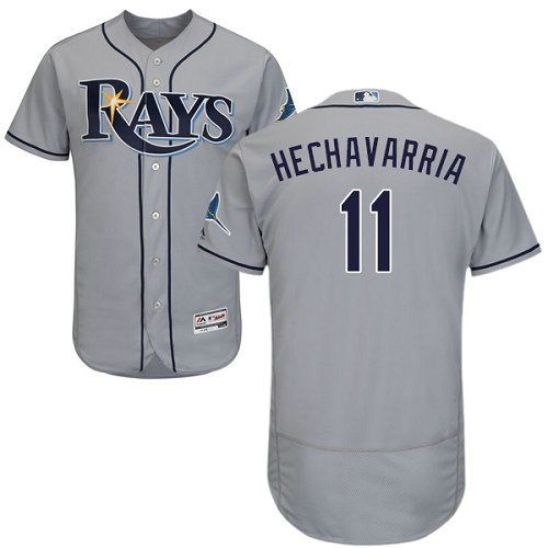 Tampa Bay Rays #11 Adeiny Hechavarria Grey Flexbase Authentic Collection Stitched Baseball Jersey