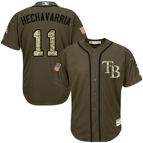 Tampa Bay Rays #11 Adeiny Hechavarria Green Salute to Service Stitched Baseball Jersey