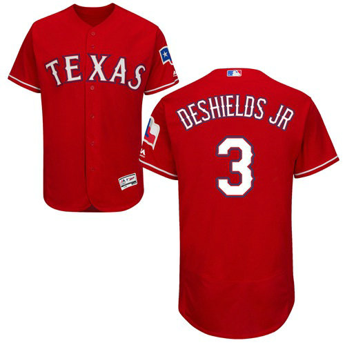 Texas Rangers #3 Delino DeShields Jr. Red Flexbase Authentic Collection Stitched Baseball Jersey