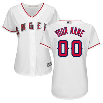 Women's Los Angeles Angels Majestic White Home Cool Base Custom Jersey
