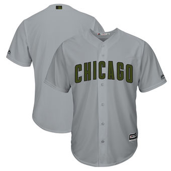 Men's Chicago Cubs Majestic Gray 2018 Memorial Day Cool Base Team Custom Jersey