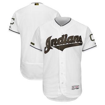 Men's Cleveland Indians Majestic White 2018 Memorial Day Authentic Collection Flex Base Team Custom Jersey
