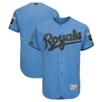 Men's Kansas City Royals Majestic Light Blue 2018 Memorial Day Authentic Collection Flex Base Team Custom Jersey