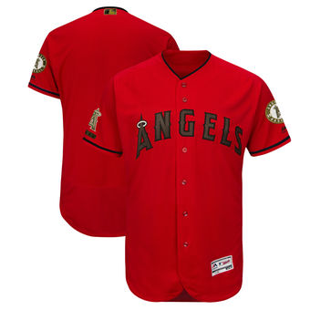 Men's Los Angeles Angels Majestic Scarlet 2018 Memorial Day Authentic Collection Flex Base Team Custom Jersey