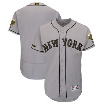 Men's New York Mets Majestic Gray 2018 Memorial Day Authentic Collection Flex Base Team Custom Jersey