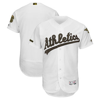 Men's Oakland Athletics Majestic White 2018 Memorial Day Authentic Collection Flex Base Team Custom Jersey
